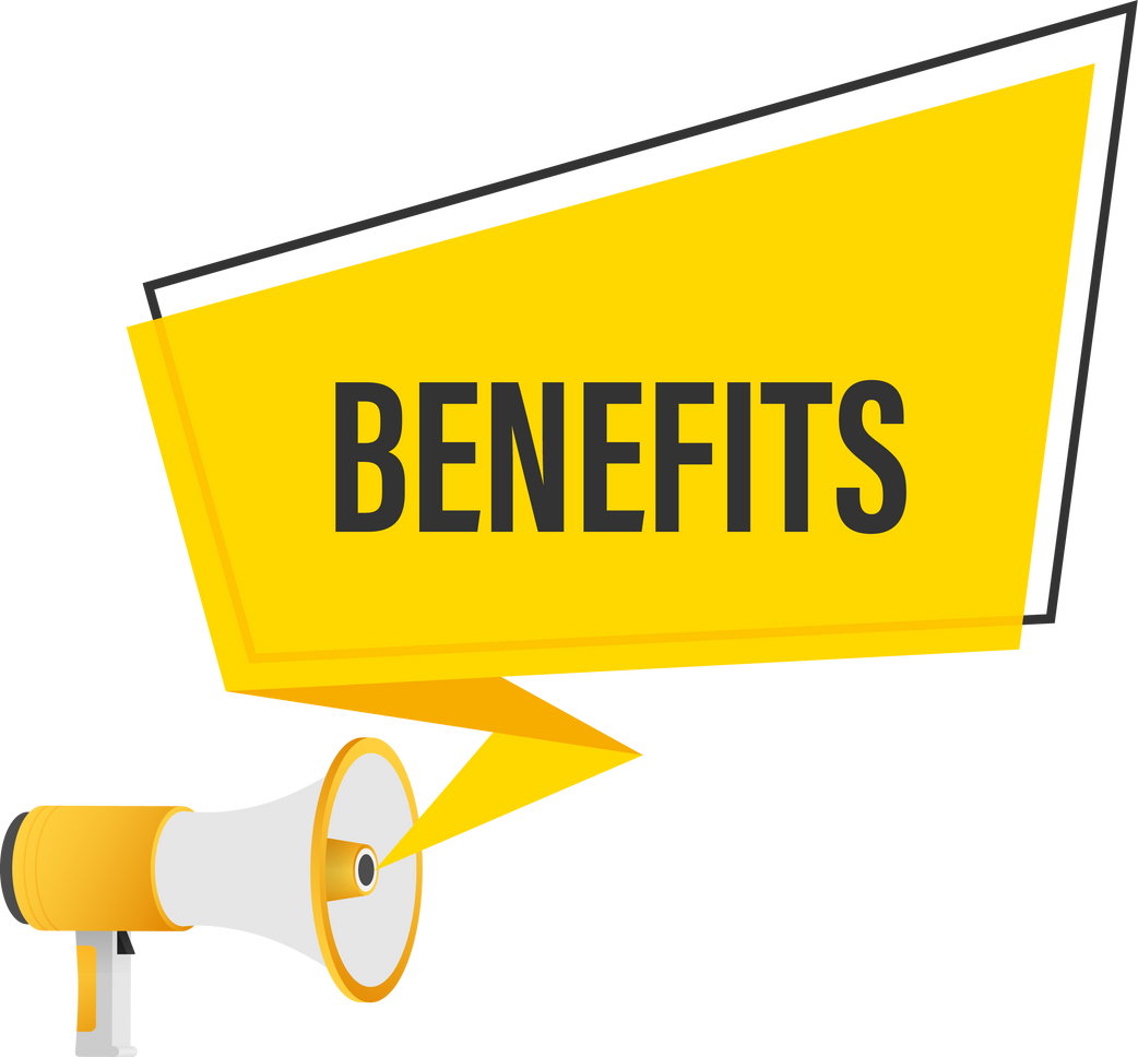 Hand Holding Megaphone with Benefits. Megaphone banner