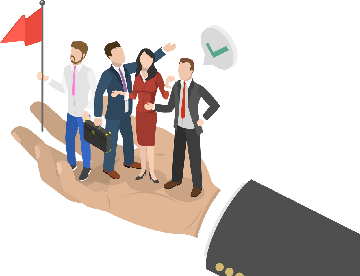 3D Isometric Flat  Conceptual Illustration of Staff Care