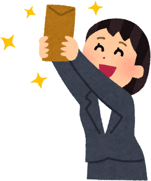 Illustration of an Excited Female Employee Receiving Salary or Bonus